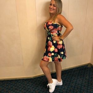 Strapless Floral Mini Dress